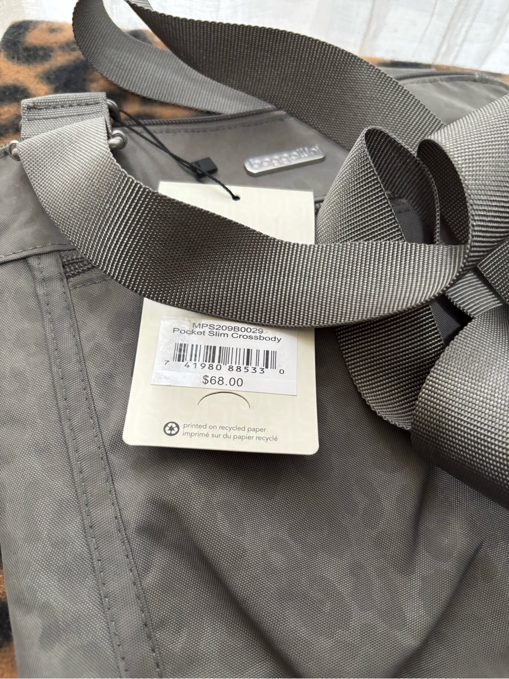 Baggallini Gray Crossbody Bag with Subtle Animal Print - Picture 3 of 7